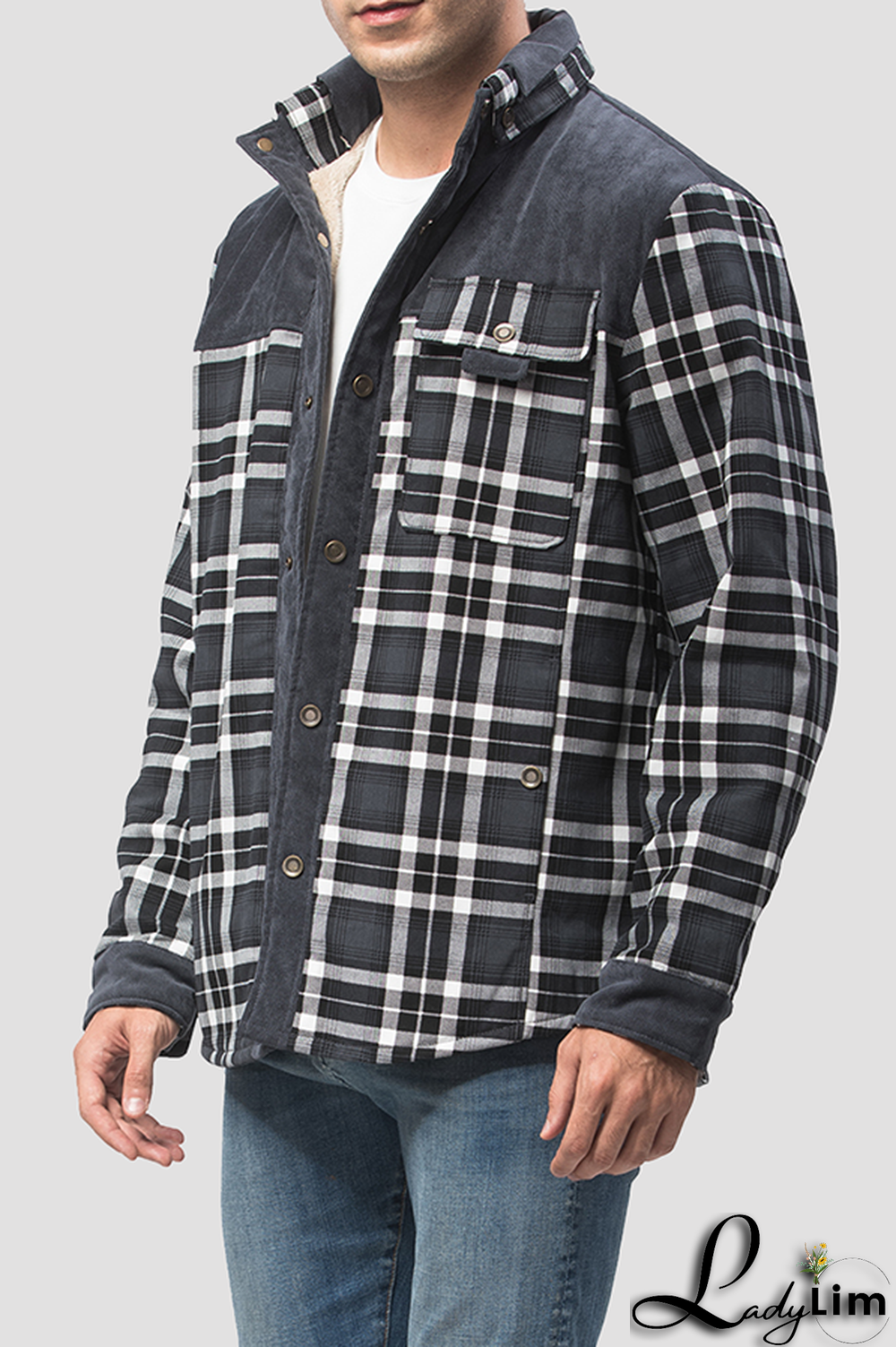 Dark Green Casual Plaid Split Joint Buckle Turndown Collar Outerwear