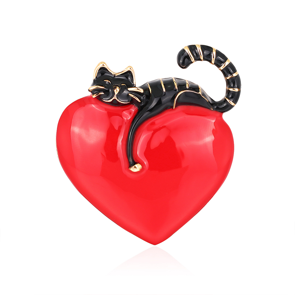 

Cat Love Heart Enamel Pins Badges Shirt Clothes Lapel Brooch Women Jewelry, Black, 501 Original