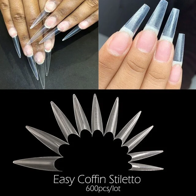 500pcs/Bag Pre Pinched C Curve Half Cover False Nail Tips Straight Square French Acrylic Nails-Nail Inspo