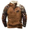 Men's Outdoor Ethnic Print Raglan Sleeves Polo Sweatshirt by Inlyline