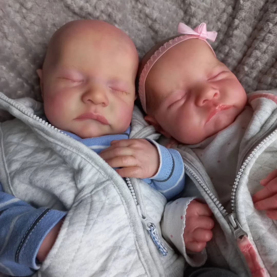 Heartbeat & Sound 20" Hand-painted Hair Reborn Baby Asleep Twins Boy and Girl Newborn Doll Vidal and Abner -Creativegiftss® - [product_tag] RSAJ-Creativegiftss®