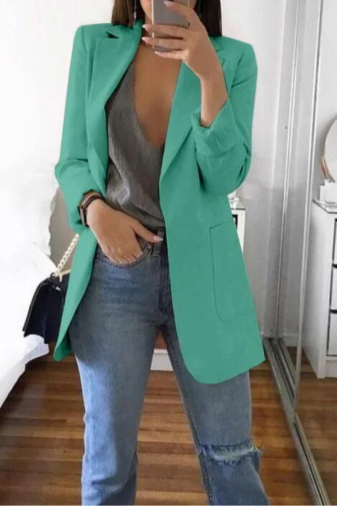Solid Color Lapel Slim Coat