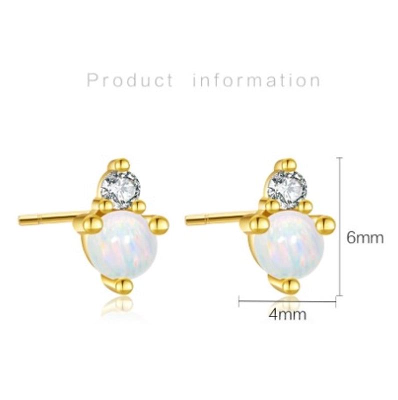 1 Pair 925 Sterling Silver Birthstone Round Ear Studs