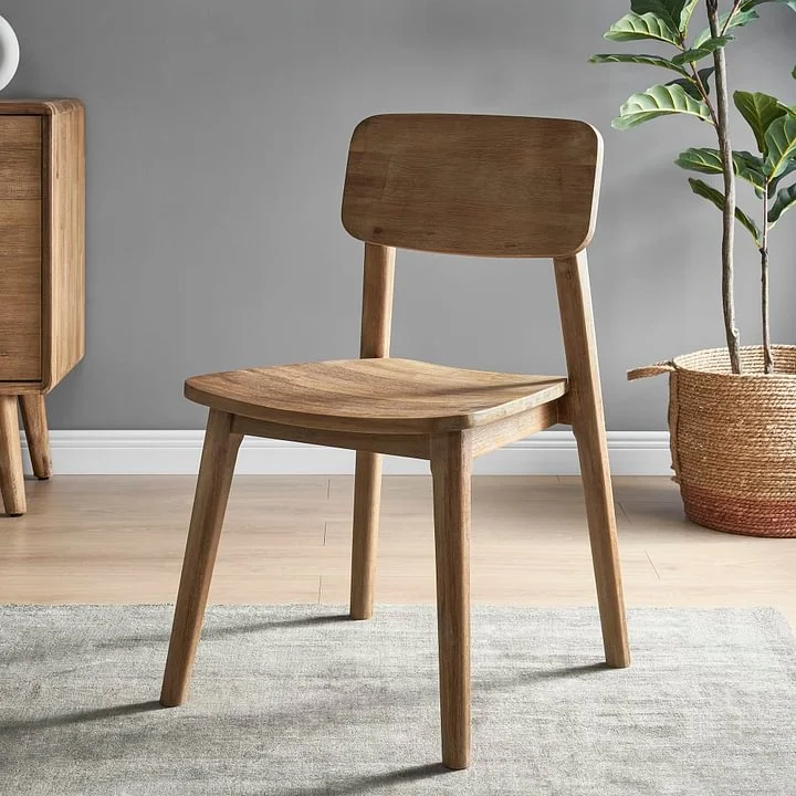 Seb Solid Acacia Wood Chair, Rustic Finish (Set of 2)