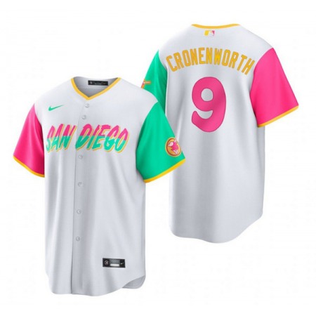 Men's San Diego Padres #9 Jake Cronenworth 2022 White City Connect Cool Base Stitched Jersey 0B3P