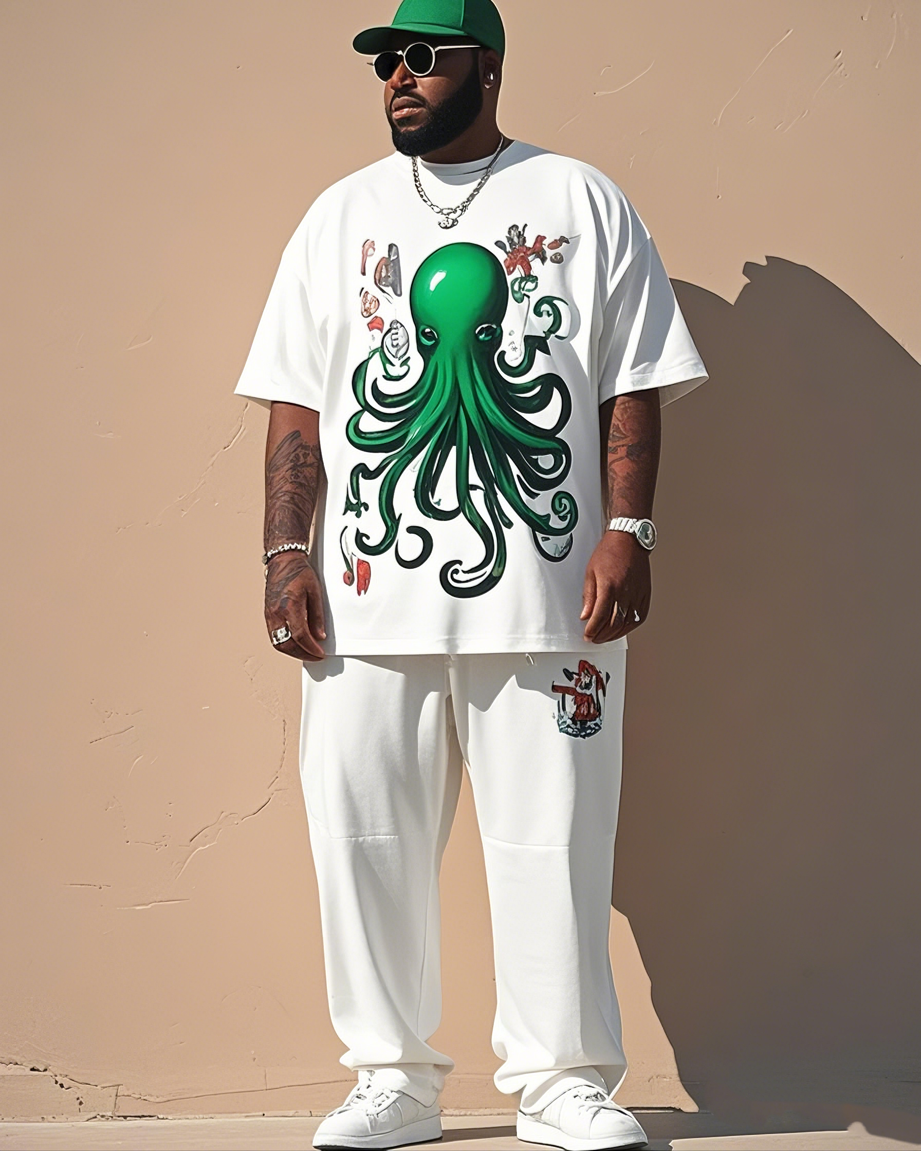Big Shot. Anti-Stereo 3D Squid Print Suit Short-Sleeved Trousers