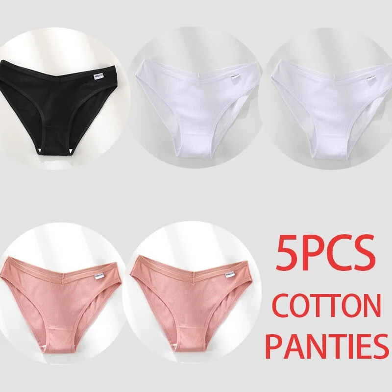 5PCS/Set Women Panties Cotton Underwear Female Panties Solid Color Underpants Sexy Lingerie Pantys for Woman Briefs Intimates