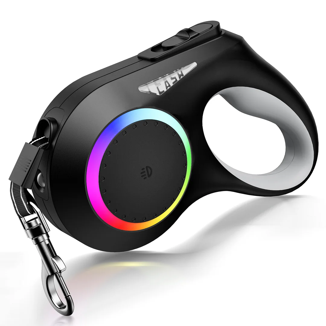 MAXLAPTER Retractable Dog Leash, 16ft Retractable Leash with Rechargeable LED Light - Tangle Free, Anti Slip Handle, Nylon Tape, One Button Brake & Lock