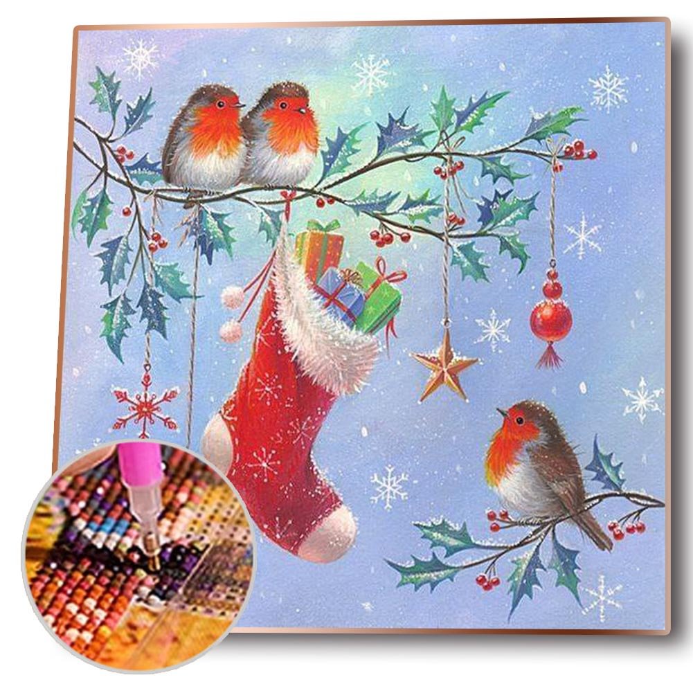 Birds Christmas Full Round Diamond Painting