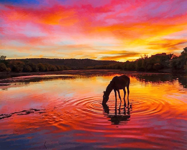 

Horse Sunset – Paint By Numbers - 40*50CM, 501 Original