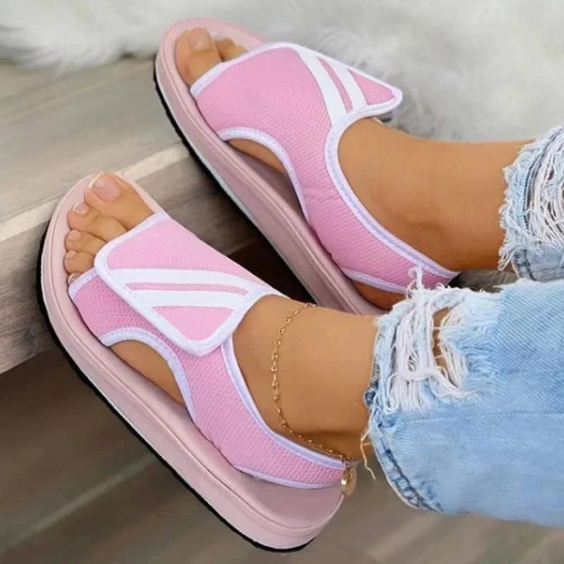 2021 Summer Women Slipper Buckle Decoration Beach Sandals Female Wedge Shoes Lady  Outdoor Non-slip Slippers Fashion Flip-flops 515-1