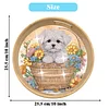 DIY Round Wooden Dog Diamond Decorative Serving Tray with Handle for Home Decor