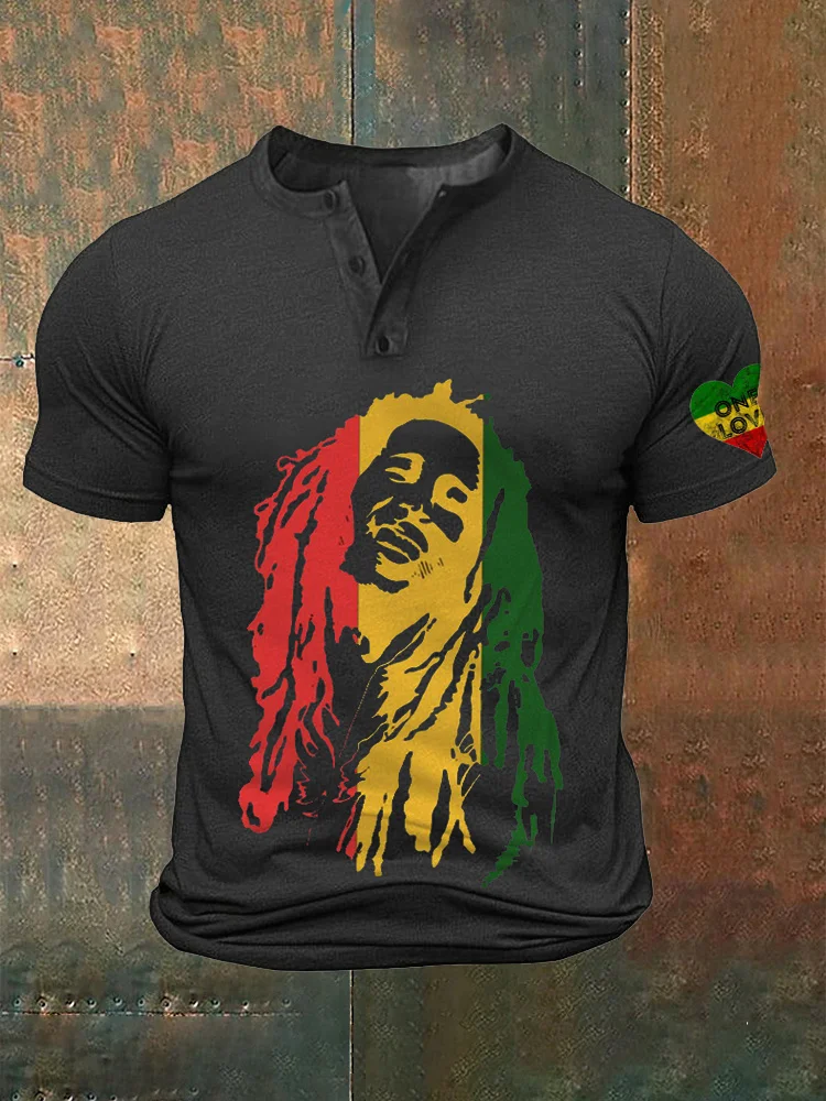 Reggae Music Print Casual Cozy Vintage T-Shirt