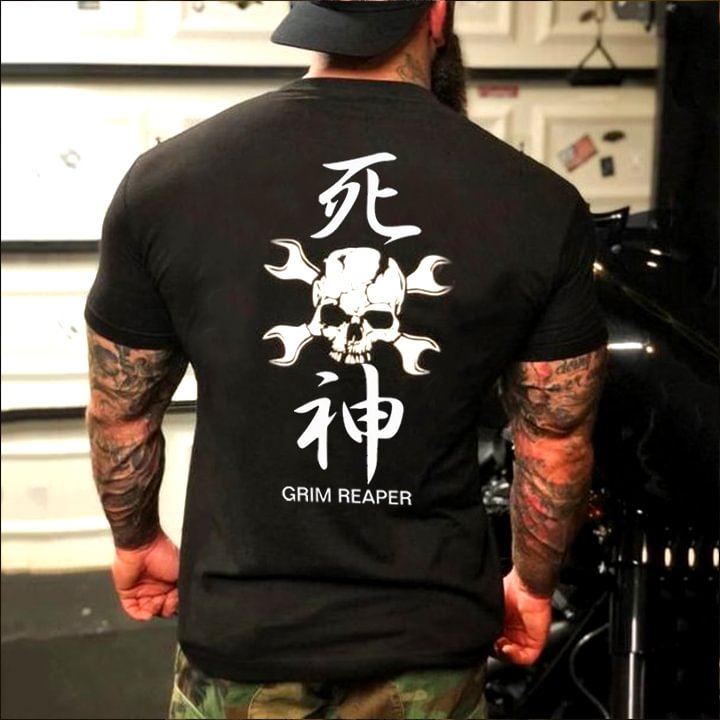 "Grim Reaper" Punk Art Text T-Shirt