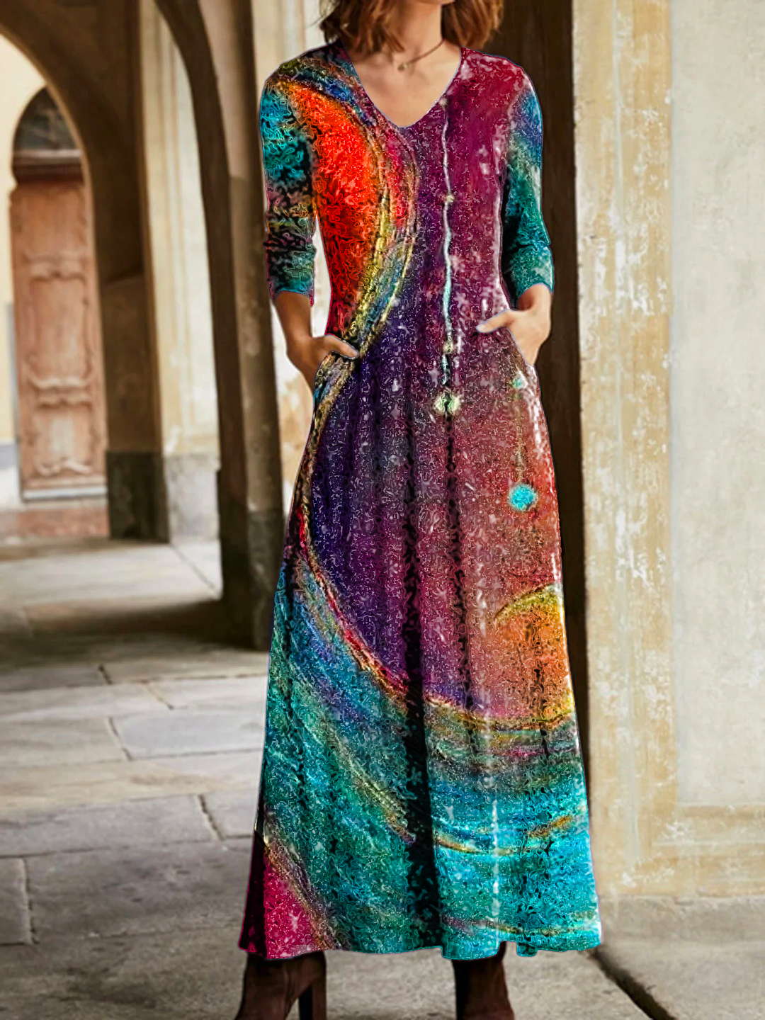 Plus size Printed Casual Knitting Dress