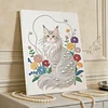 DIY Pearl Painting White Cat for Home Wall Decor with Frame(40x30cm)