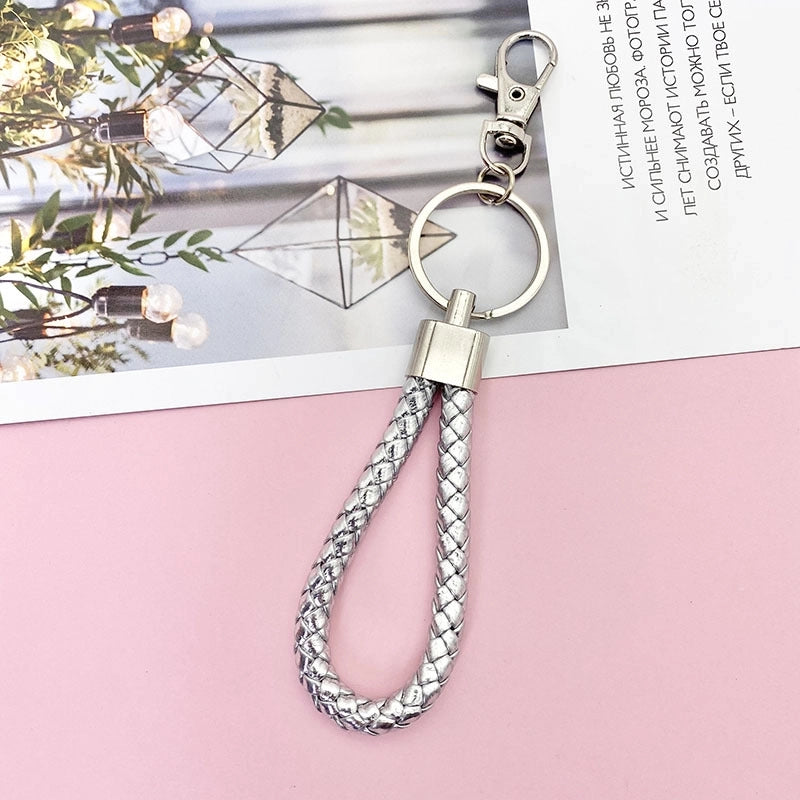 Minimalist Classic Style Solid Color Pu Leather Unisex Bag Pendant Keychain