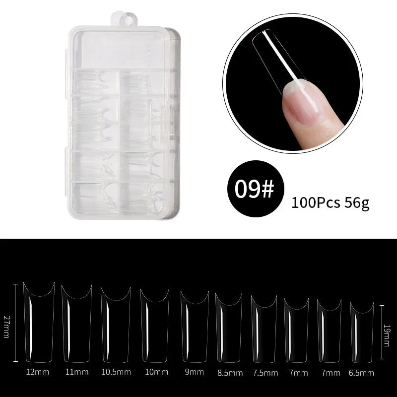100Pcs False Full Nail Tips Quick Building Mold Tips Nail Dual Forms Finger Extension Nail Art UV extension Easy Find Nail Tools-Nail Inspo