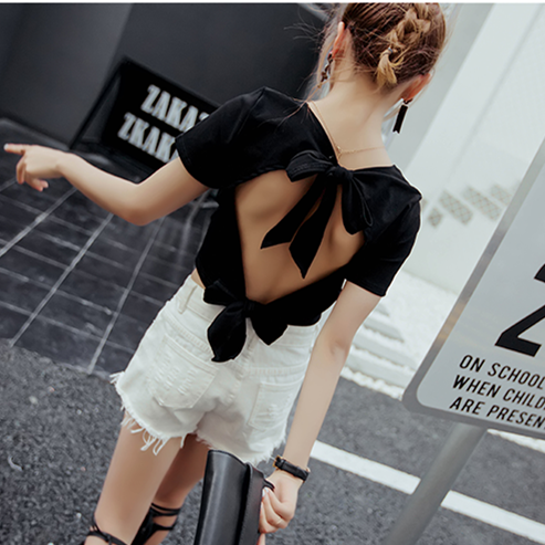 Black Open Back Bow Top SP1710343