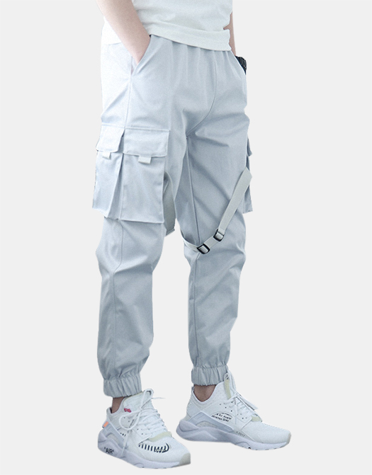 Techwear White Webbing Functional Slacks Cargo Pants / TECHWEAR CLUB / Techwear