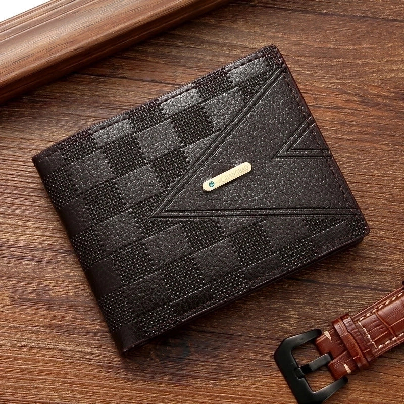 Men’s Lattice Pu Leather Open Wallets