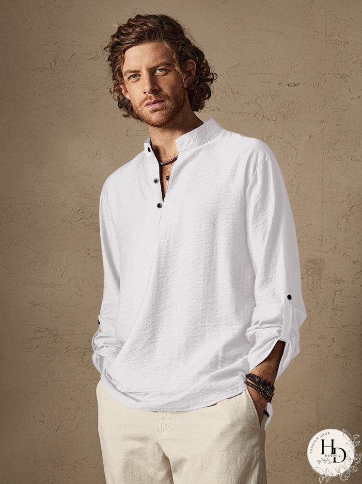 Linen Henry Long Sleeve Beach Shirt