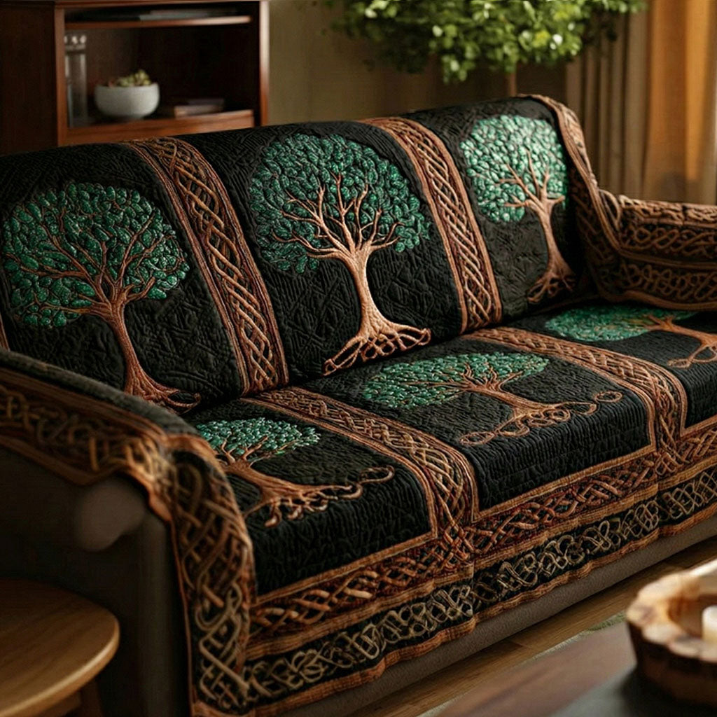 Emerald Nature Roots Quilted Sofa Cover NCU0NT12057 everthome