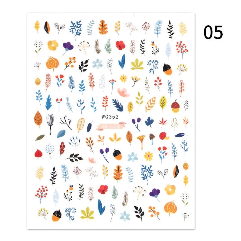 Geometric Lines Flowers Leaves 3D Nail Sticker Figure Woman Face Pattern Special Self Adhesive Nail Art Decals Manicures Sliders-Nail Inspo