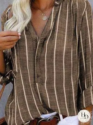 Blouses Simple And Fashionable Printed Stripes Blouses for Women