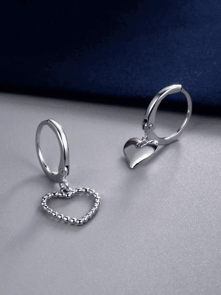 Brownm Irregular Heart Pendant Hoop Earring