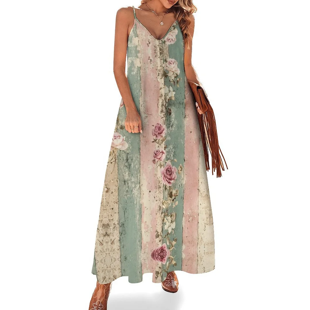 Style & Comfort for Mature Women Plus Size Printed Sling Casual Women Maxi Dress in Pattern Striped, Floral, Blue, Pink