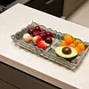 Multifunctional minimalist sunflower-patterned hollowed-out crystal glass rectangular fruit plate for home use