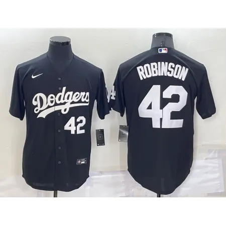 Men's Los Angeles Dodgers #42 Jackie Robinson Black Cool Base Stitched Jersey MI3A