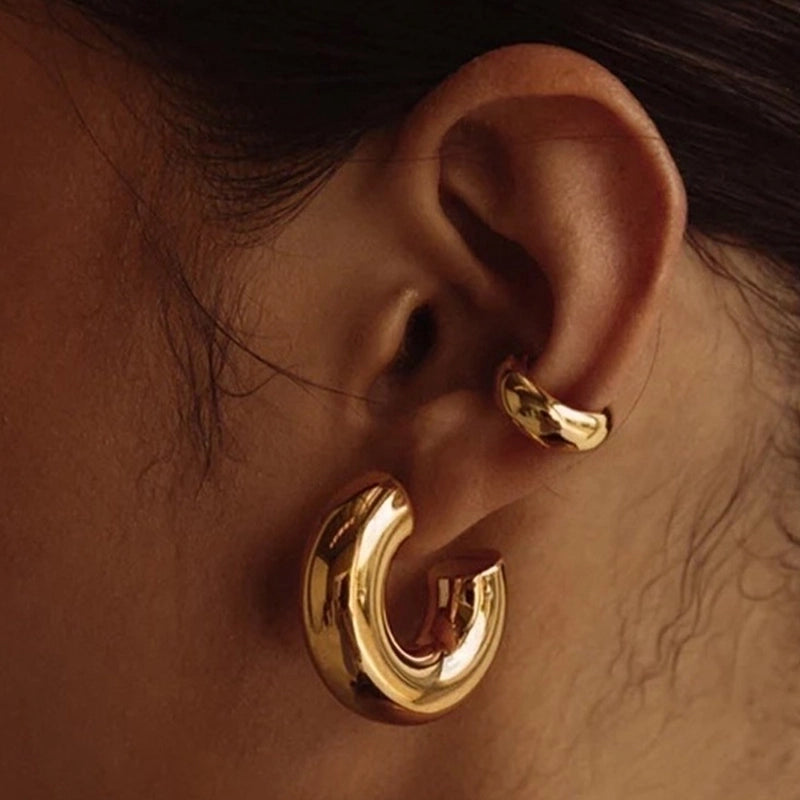 1 Pair IG Style Minimalist Solid Color Plating 304 Stainless Steel 16K Gold Plated White Gold Plated Gold Plated Earrings