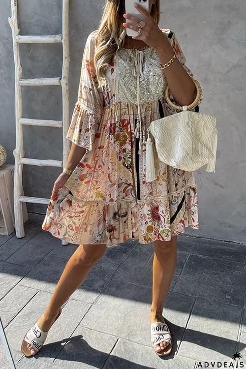 Sequin Lace Floral Dress