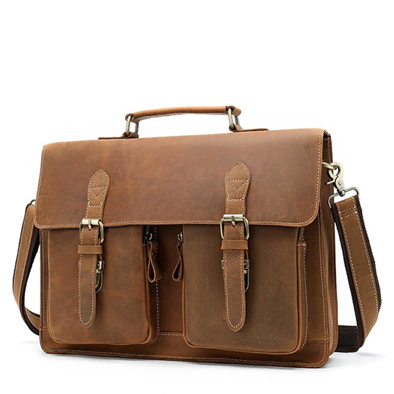 Mens Fashion Classic Leather Vintage Shoulder Bags Crossbody Packs