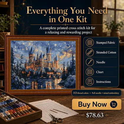 CC3838-Mickey Castle]_ 41.76_ Painting Fairy Cross Stitch_printed