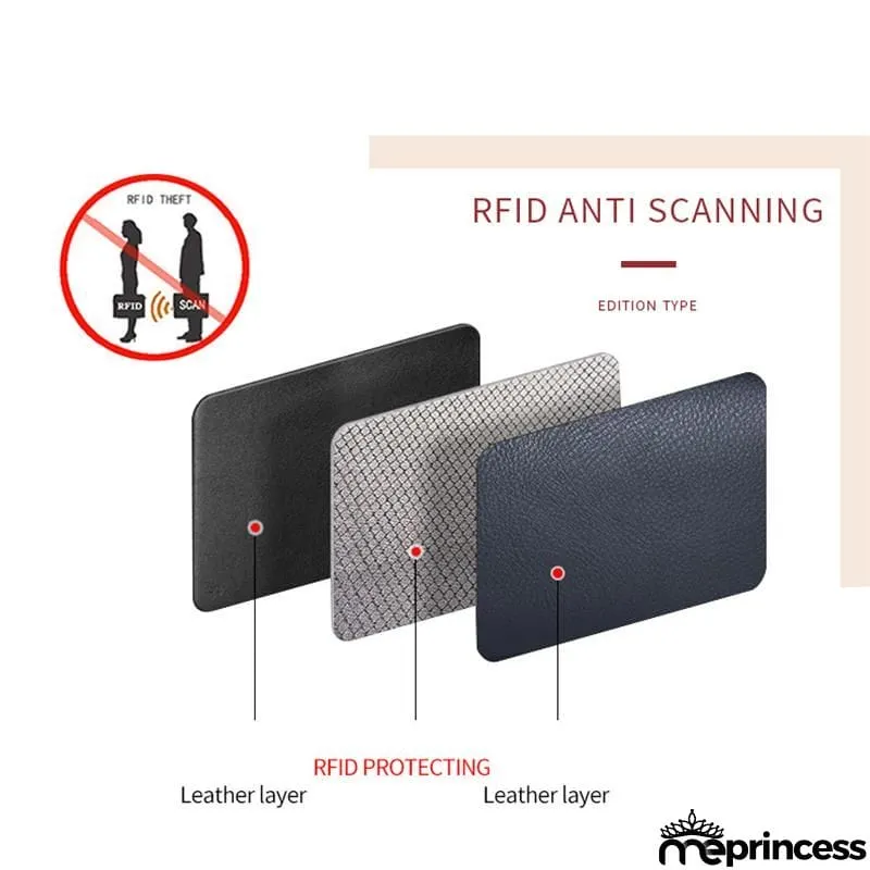Unisex Multiple Compartment RFID Technology Anti-Scanning Card Slot Currency Wallet