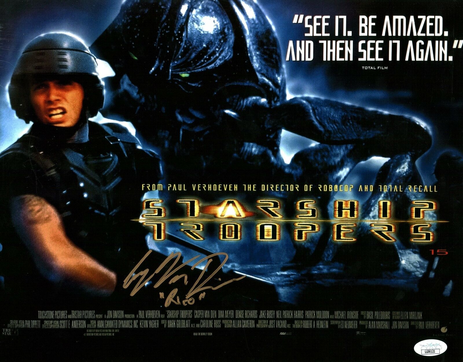 Casper Van Dien Starship Troopers Juan Rico 11x14 Photo Poster painting Poster Signed JSA COA