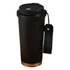 500ml Lily of The Valley Coffee Cup Stainless Steel Flower Thermos Mug (Black)