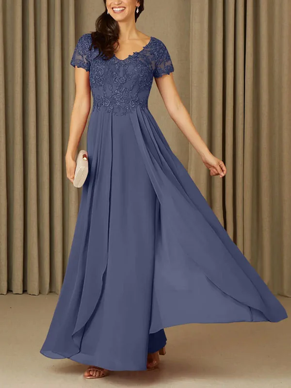 A-Line Lace Floor-Length Dress Stormy