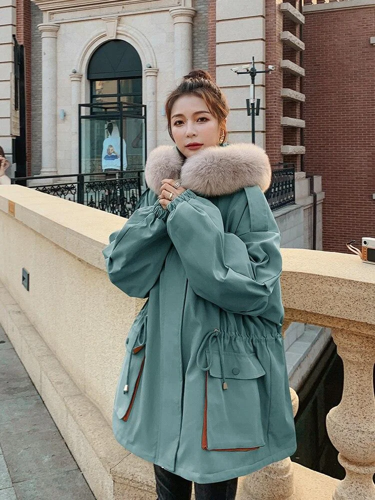 Parker women's short padded jacket plus velvet thickening winter new style coat Korean loose padded jacket tide