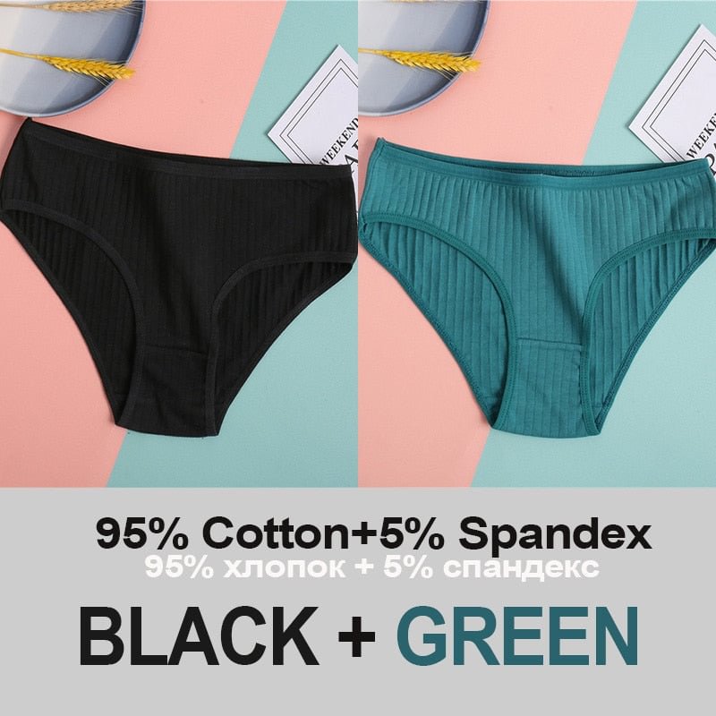 2PCS Women's Cotton Panties Sexy Underwear 6 Solid Color Panties for Woman Female Underpants Intimate Lingerie Briefs Pantys Set