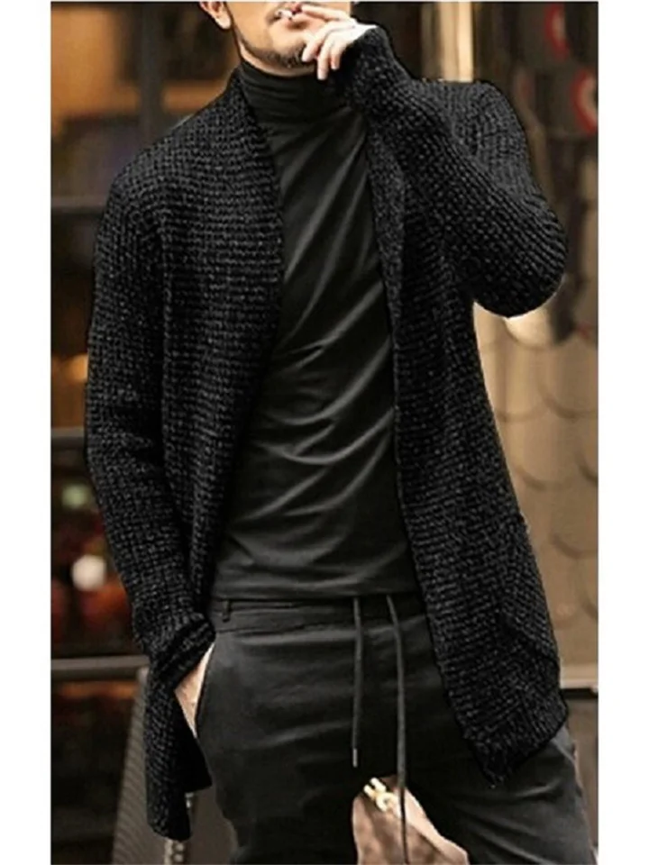 Men's Fall and Winter Long-sleeved Knitted Cardigan Windbreaker Sweater Coat-JRSEE