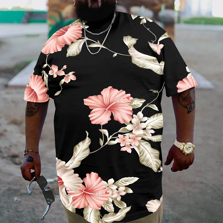 Men's Plus Size Casual Floral T-Shirt