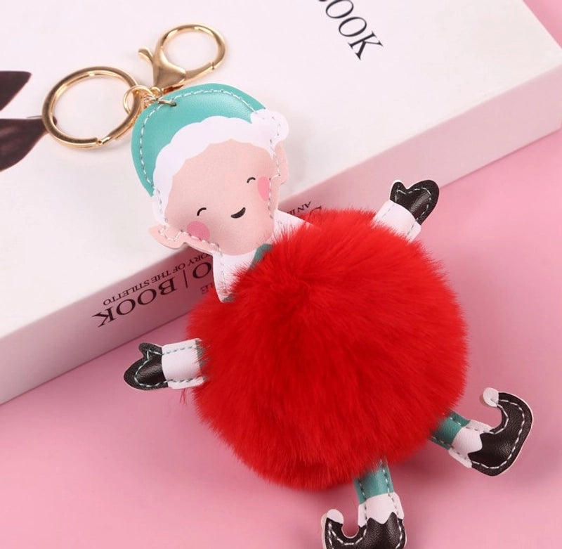 Cute Santa Claus Alloy Plush Plating Bag Pendant Keychain