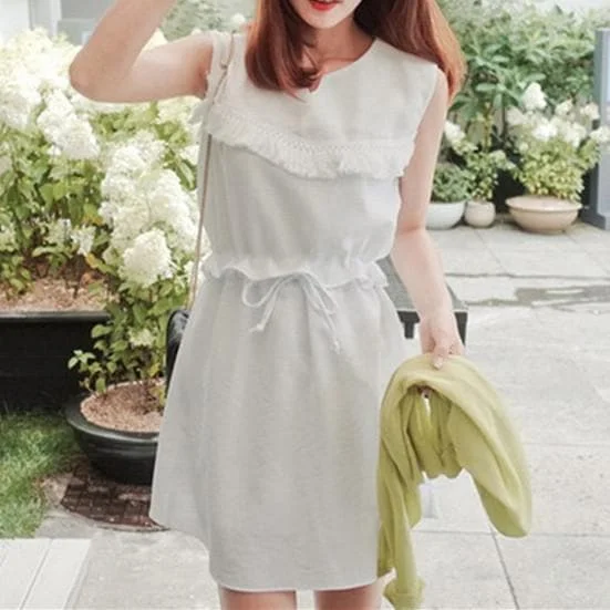 S-XL White Elegant Sleeveless Summer Dress SP165617