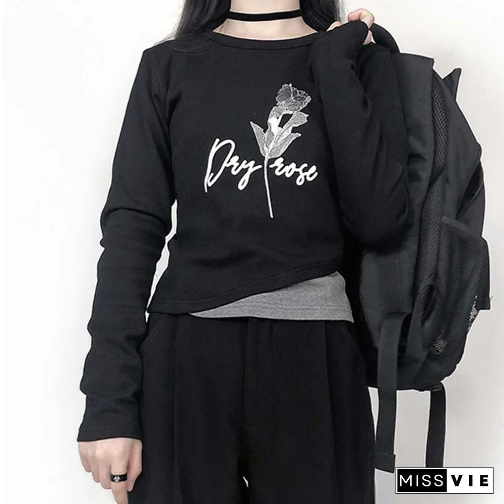 Dry Rose Pattern Print Shirt Hooded Coat