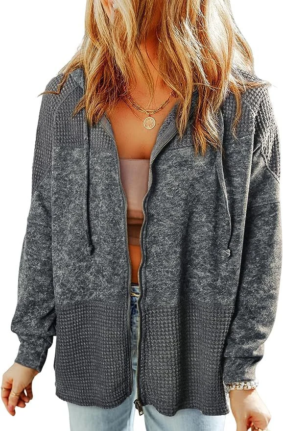 Nigikala Nigikala Color Hooded Jacket Woman Autumn New Retro Water Wash Long-Sleeved Topess Woman