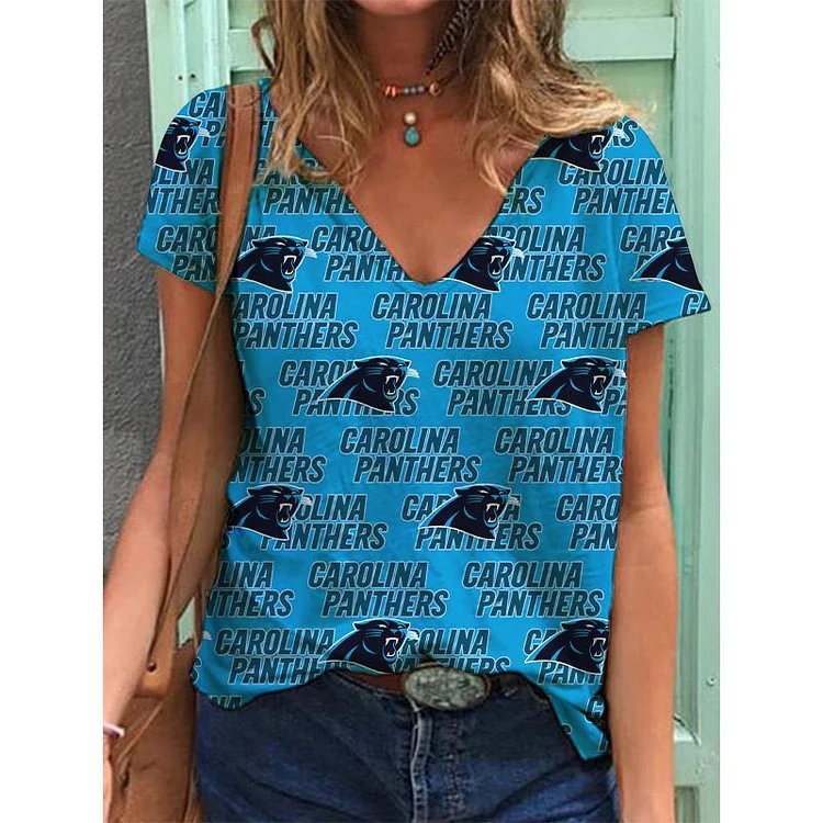 Carolina Panthers  Lightweight Short Sleeve V-Neck T-Shirt